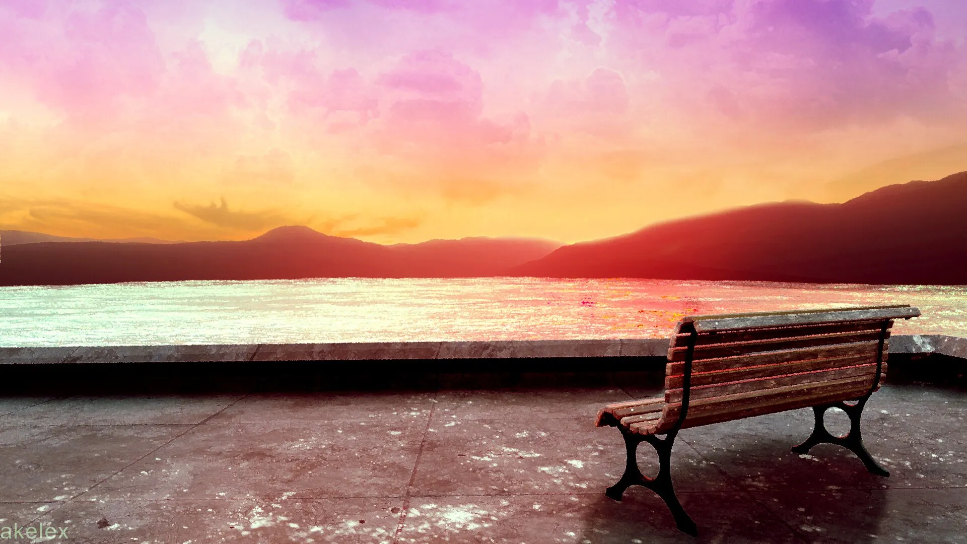 Retrowave Sunset, warmer orange sunset grade