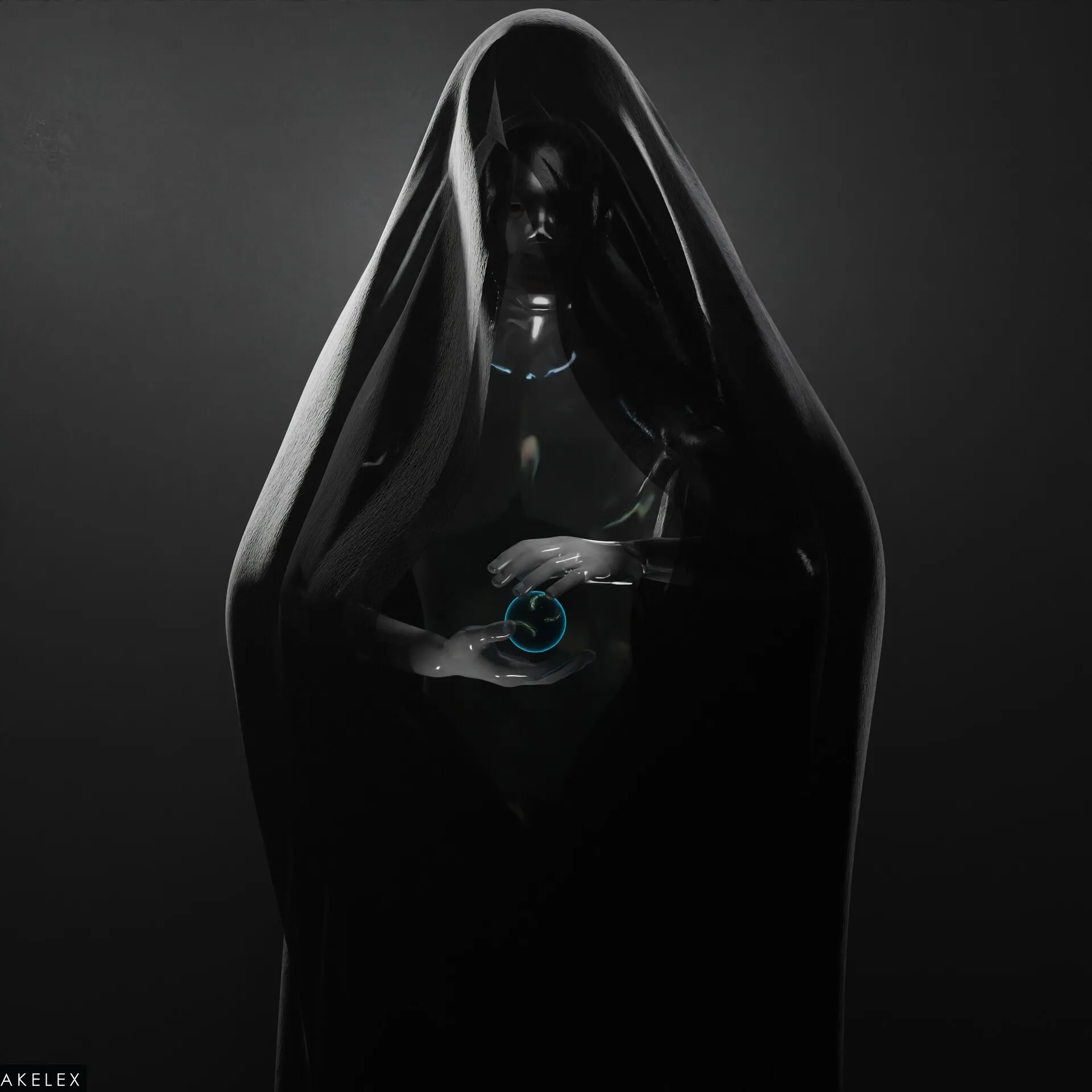 Offering, softer grey lighting without the red eye