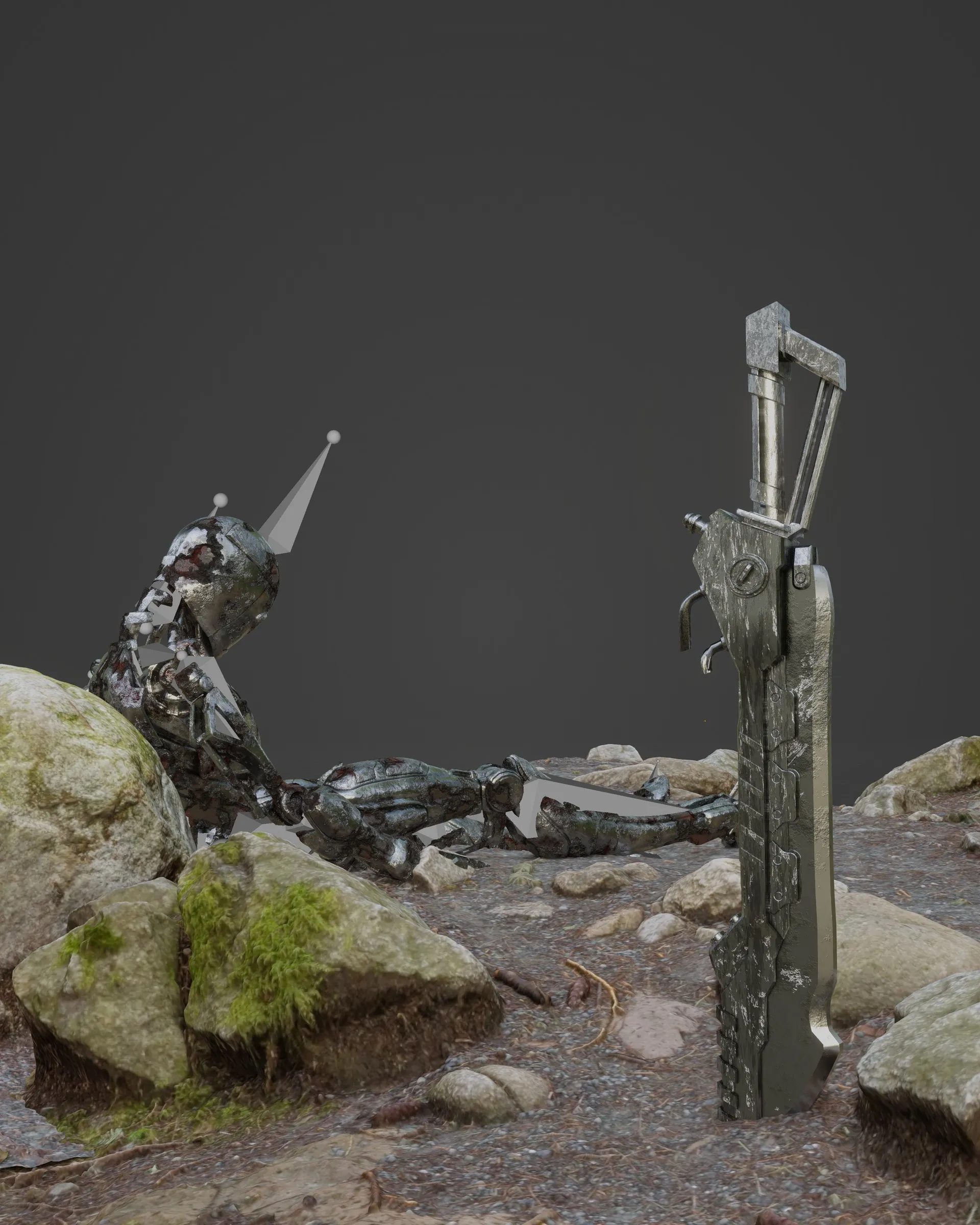 Respite, raw render without fog on a grey backdrop