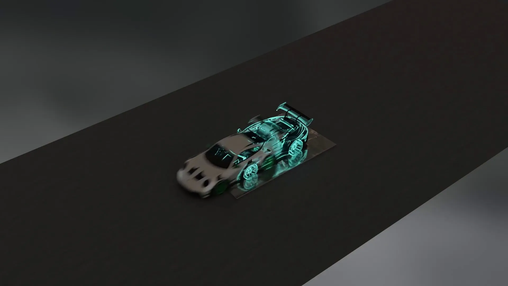 Overhead view of a car miniature on the scanning platform.