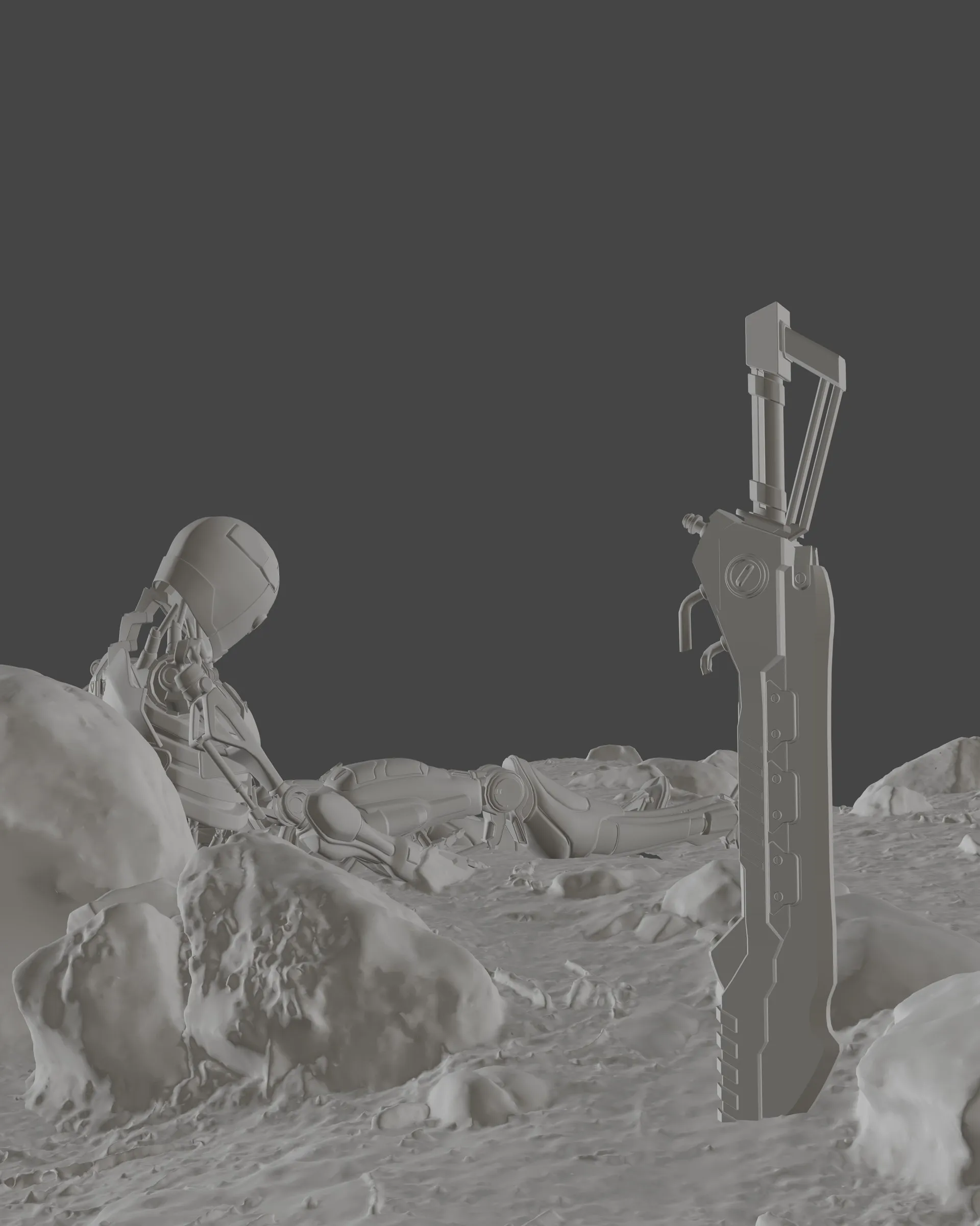 Respite, greyscale clay pass