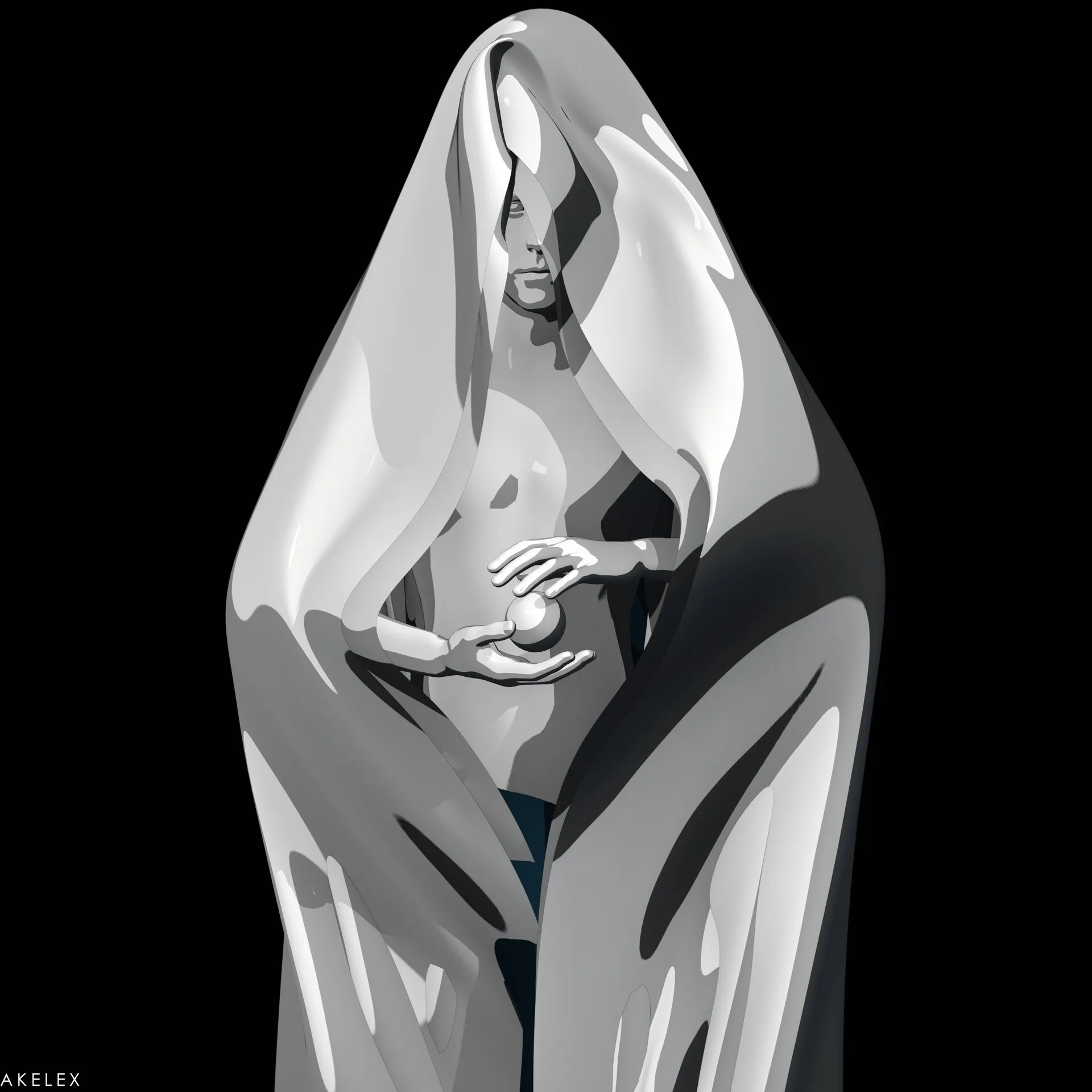 Offering, white glossy clay render