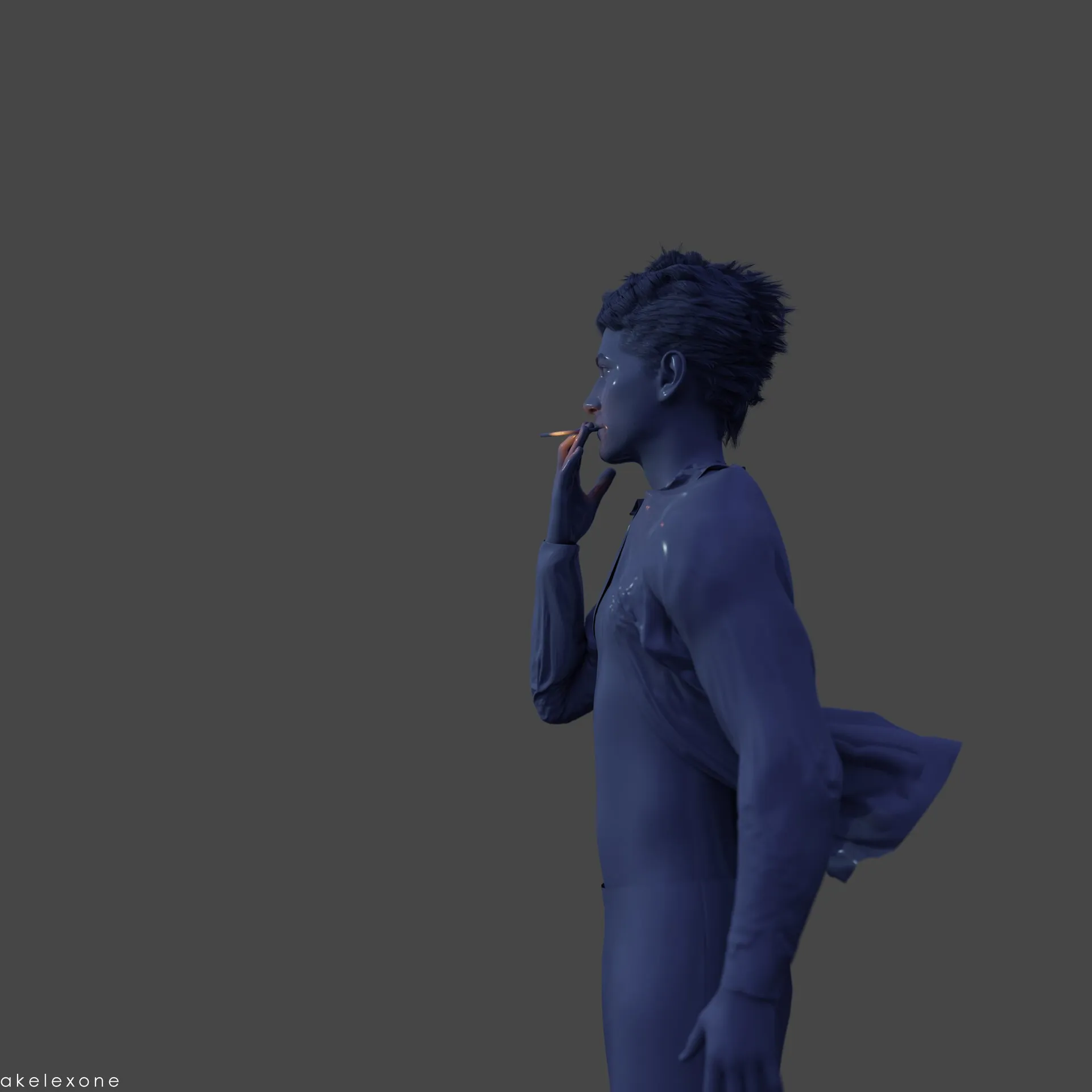 Wind, blue clay character render