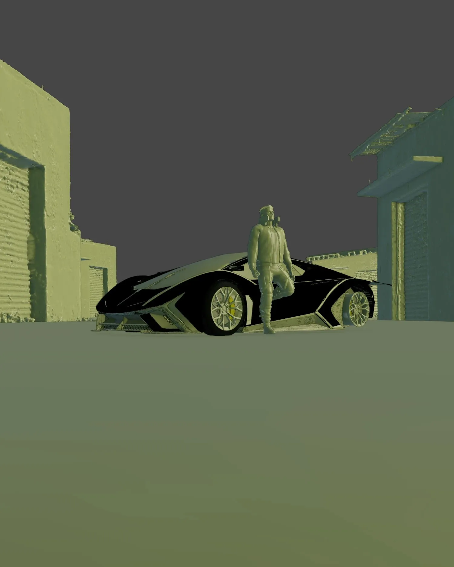 Cyberpunk Poster, solid-colour viewport pass