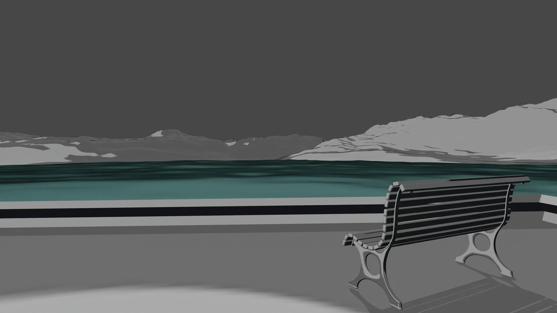 Retrowave Sunset, grey clay viewport render