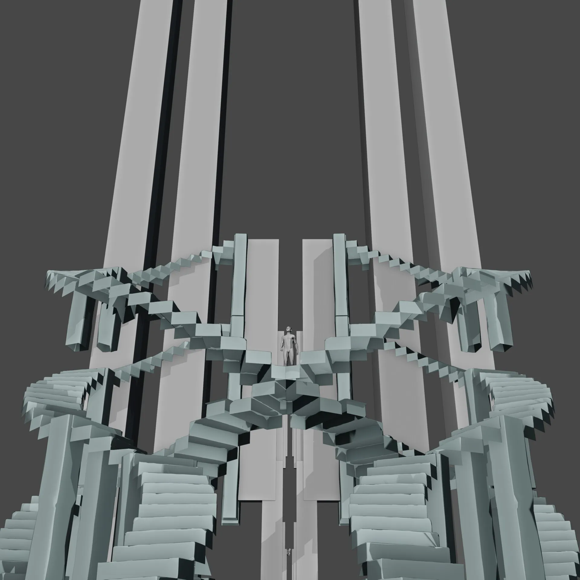 Hollowed Mindscape, closer grey clay view